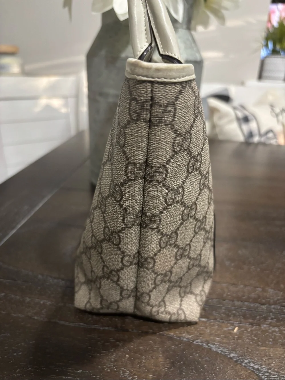 Gucci Beige/Tan GG Canvas Tote with Neutral Leather Trim